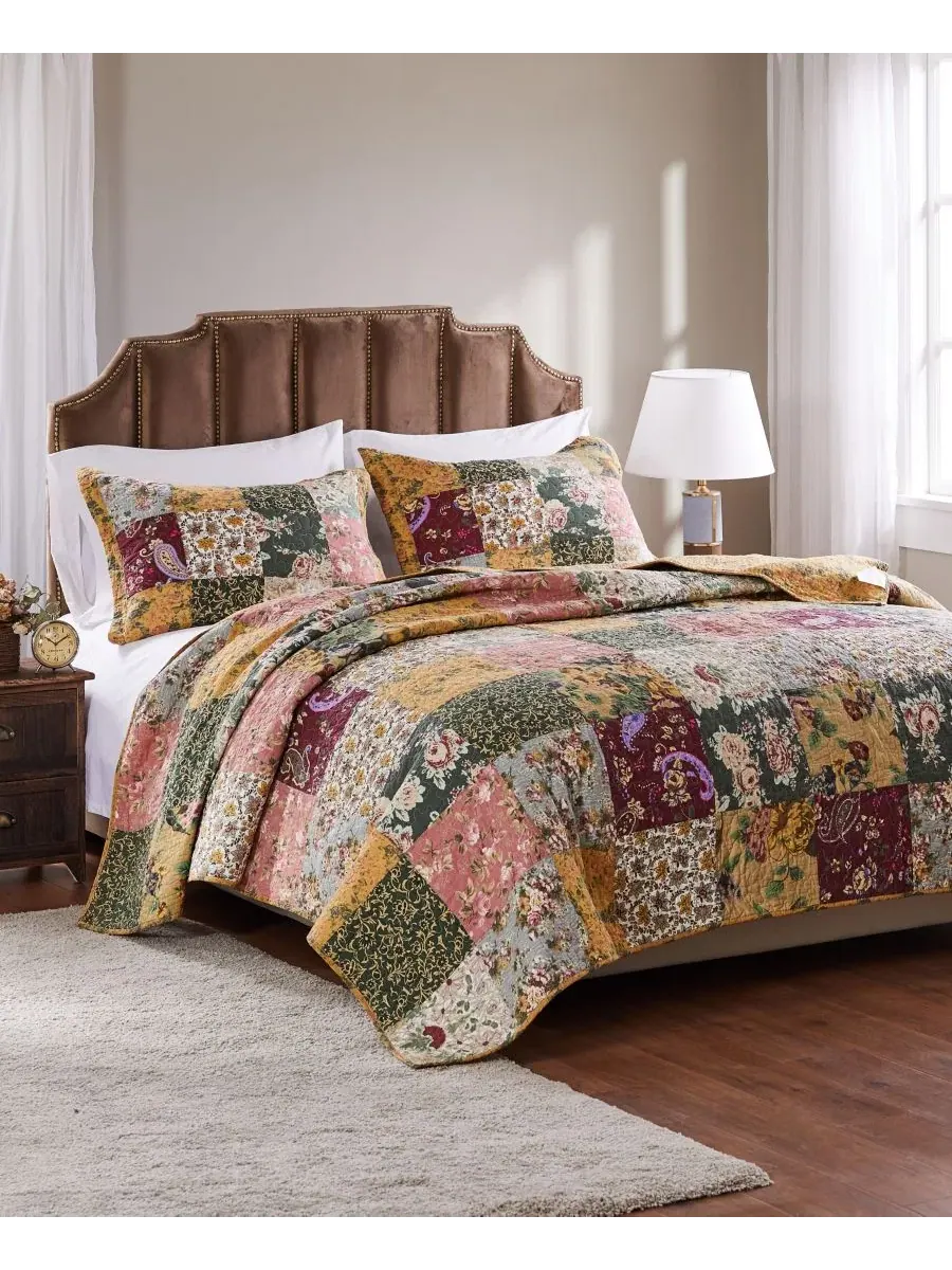 Стеганое одеяло-пэчворк Antique Chic, 100% хлопок, 229x229 см Greenland Home Fashions — изображение 3 из 4, мульти