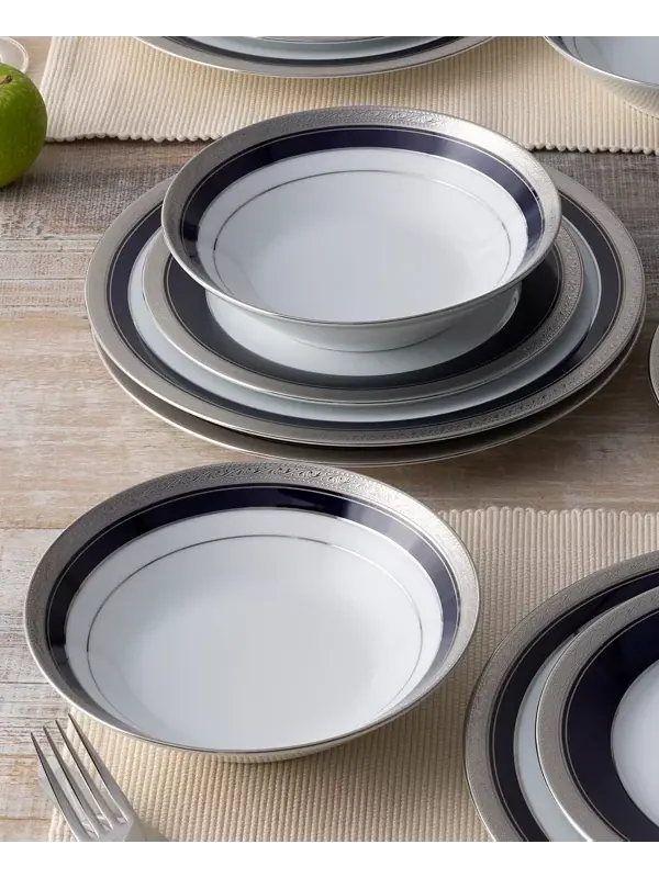 Набор из 4 суповых мисок Crestwood Cobalt Platinum, на 4 персоны Noritake — изображение 3 из 4, синий