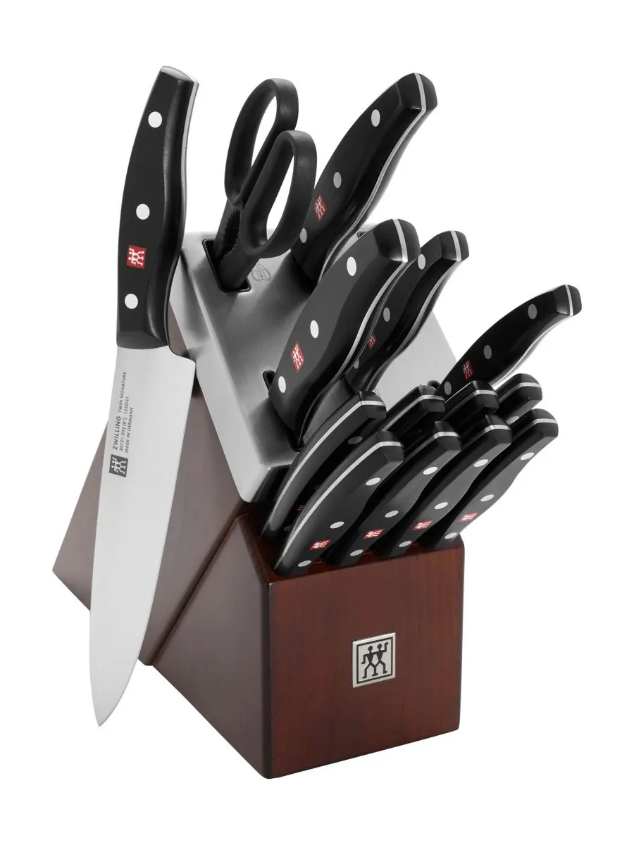 Набор ножей самозатачивающихся ZWILLING Twin Signature, 15 предметов, темно-коричневый/ясень