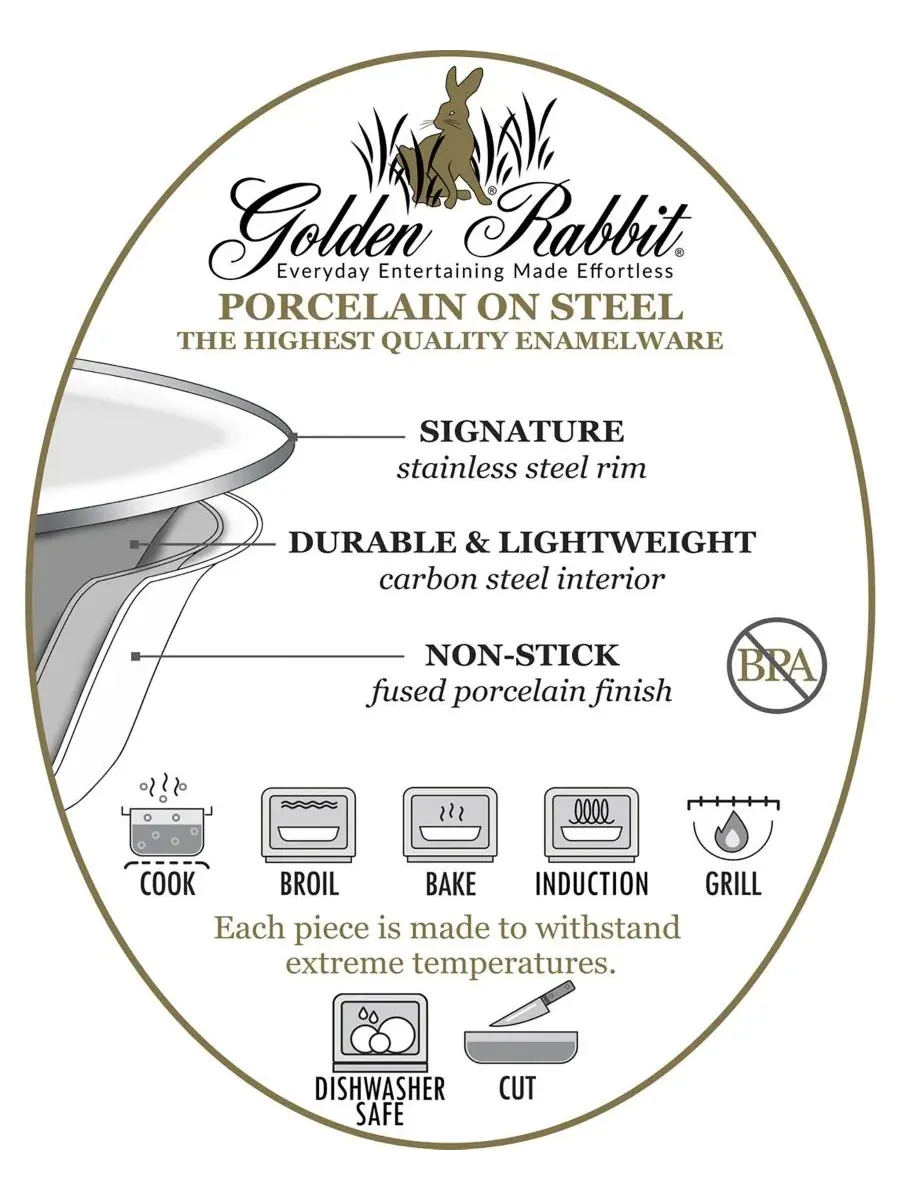 Кастрюля из эмалированной посуды Swirl на 5 чашек Golden Rabbit — изображение 2 из 2, белый