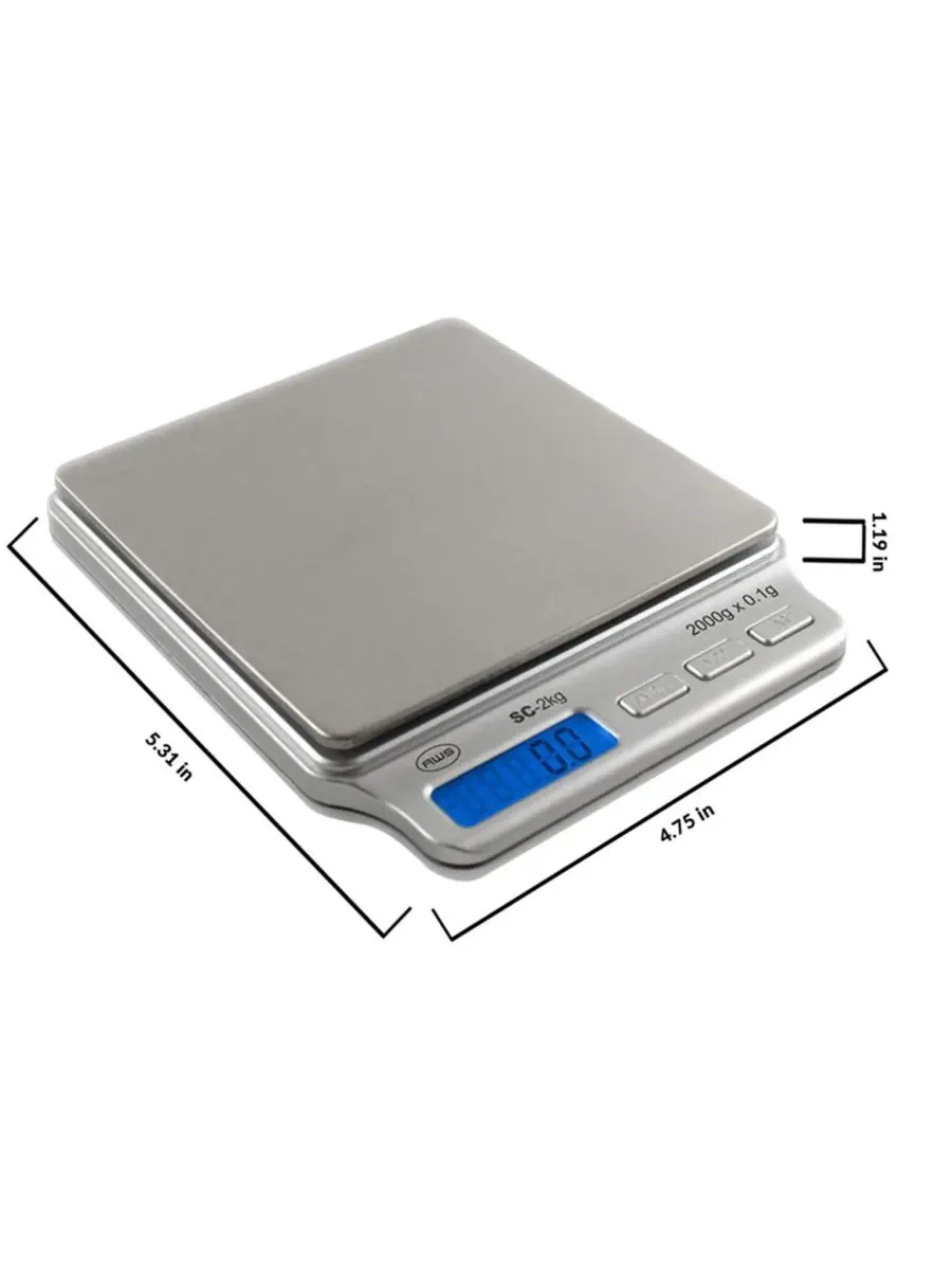 Цифровые карманные весы - 2 л x 0,1 г, компактный кухонный инструмент American Weigh Scales — изображение 2 из 4, серебряный