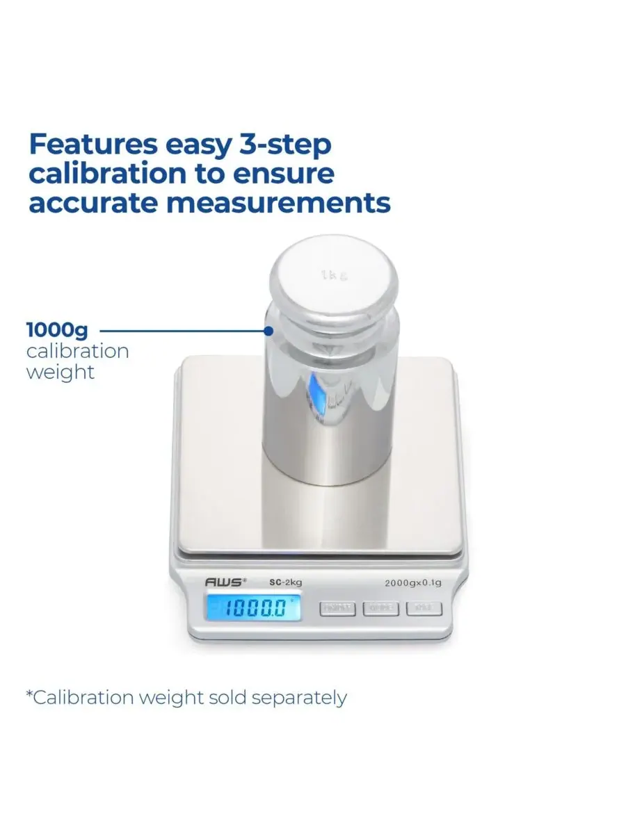 Цифровые карманные весы - 2 л x 0,1 г, компактный кухонный инструмент American Weigh Scales — изображение 3 из 4, серебряный