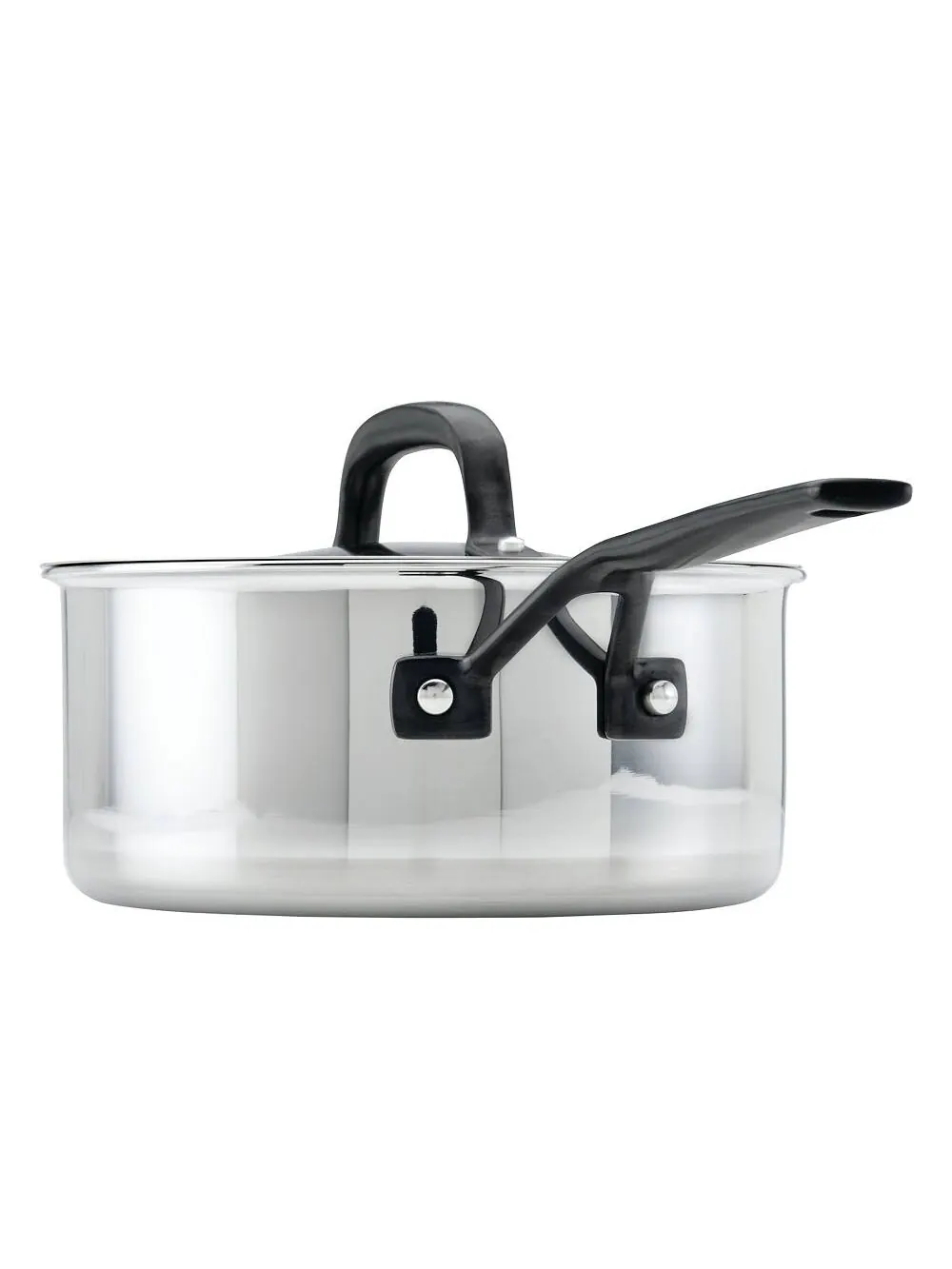 Ковш с крышкой KitchenAid 5-Ply Clad Stainless Steel, 2,8 л, Полированная сталь с черной ручкой — изображение 6 из 8