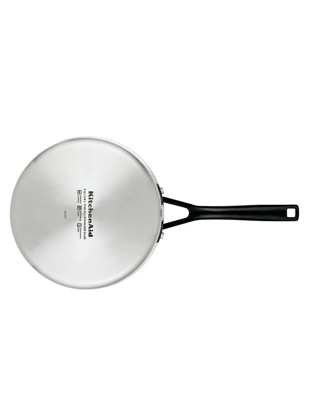 Ковш с крышкой KitchenAid 5-Ply Clad Stainless Steel, 2,8 л, Полированная сталь с черной ручкой — изображение 7 из 8