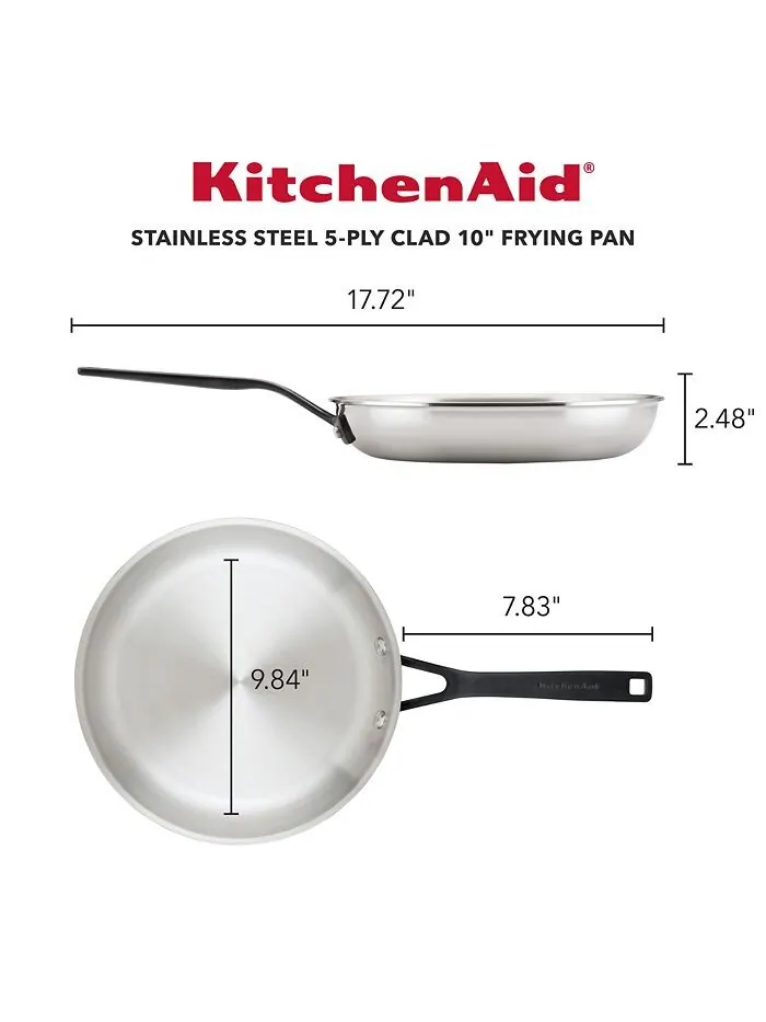 Сковорода KitchenAid 5-Ply Clad Stainless Steel, 25 см — изображение 5 из 9, серебряный
