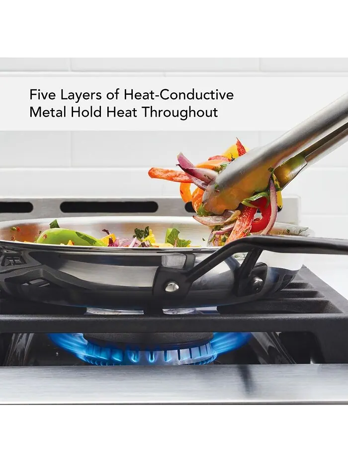 Сковорода KitchenAid 5-Ply Clad Stainless Steel, 25 см — изображение 6 из 9, серебряный