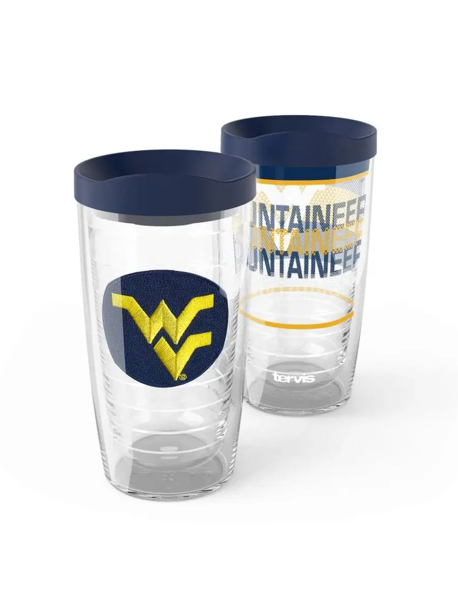 Набор из 2 стаканов Tervis West Virginia Mountaineers Competitor Emblem, 0.47 л, 16 унций, с