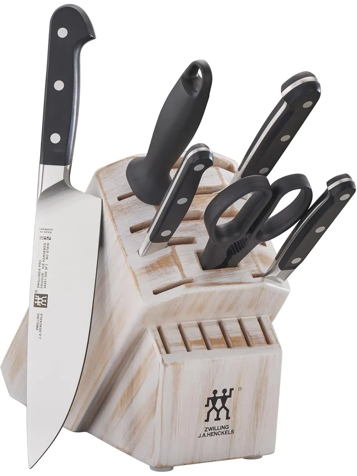 Набор кухонных ножей в блоке ZWILLING Pro Le Blanc, 7 предметов, беленый рустик