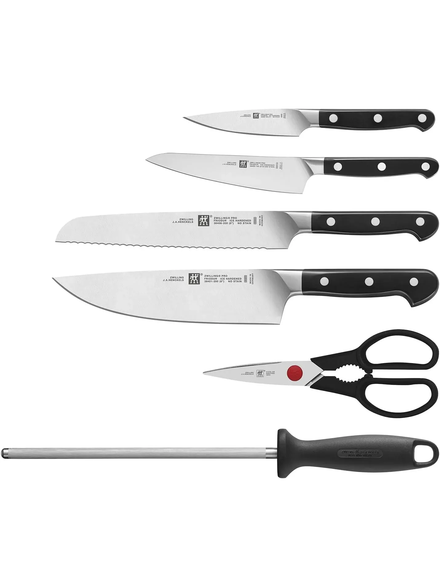 Набор кухонных ножей в блоке ZWILLING Pro Le Blanc, 7 предметов, беленый рустик — изображение 2 из 6, белый