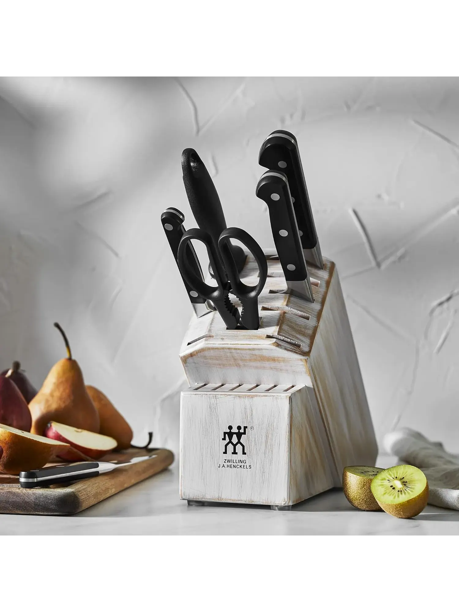 Набор кухонных ножей в блоке ZWILLING Pro Le Blanc, 7 предметов, беленый рустик — изображение 6 из 6, белый