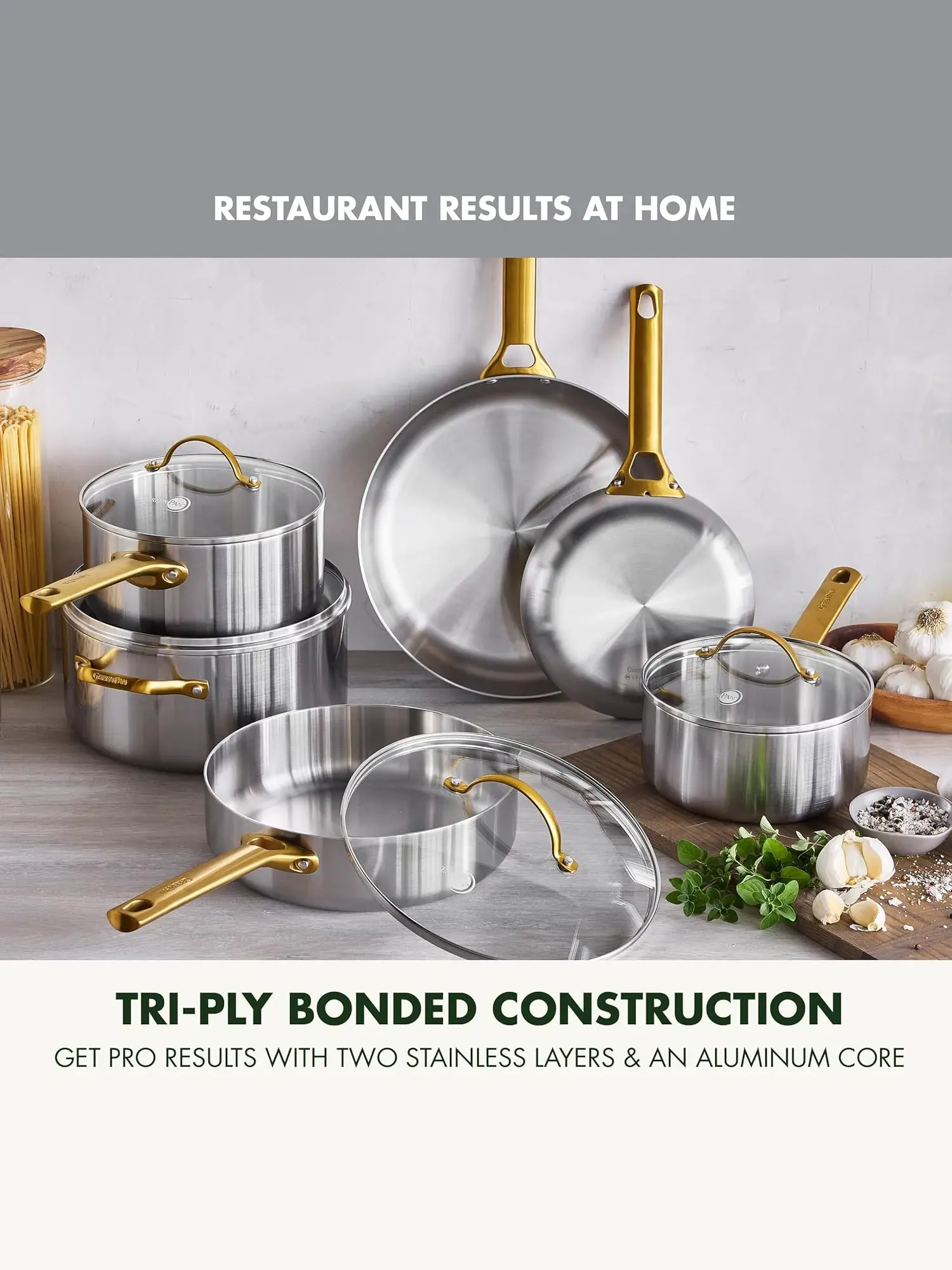 Набор посуды GreenPan Reserve Stainless Steel Tri-Ply, 10 предметов — изображение 2 из 12, серебристый