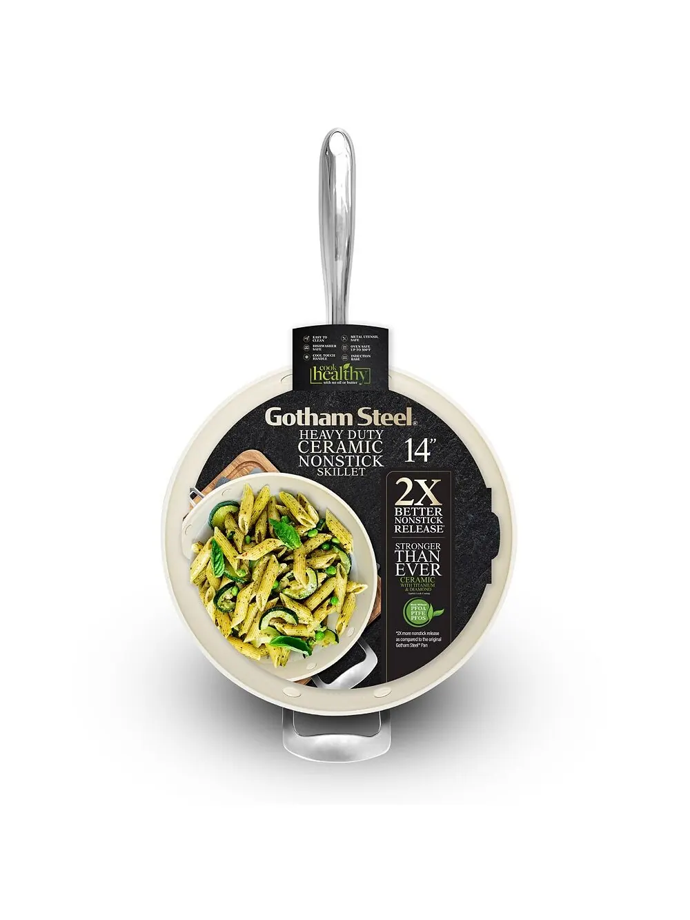 Сковорода Gotham Steel Ceramic Nonstick Natural Collection, 35.5 см — изображение 8 из 8, бежевый