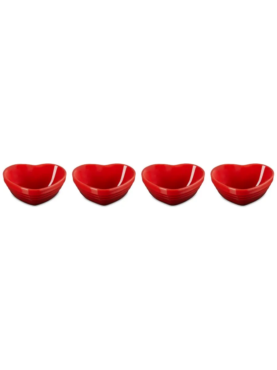 Набор пиал в форме сердечек Le Creuset Coupe, 4 предмета, 90 мл — изображение 2 из 4, красный