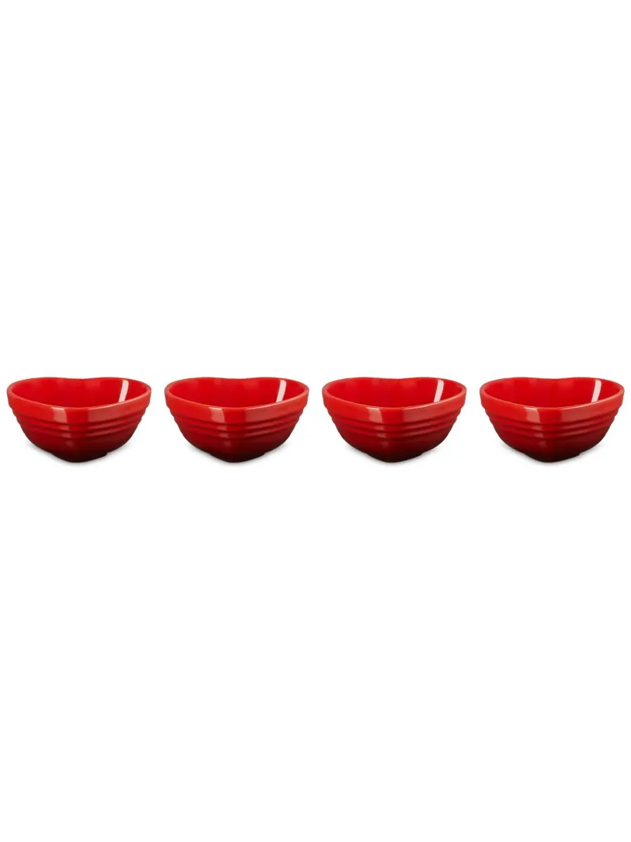 Набор пиал в форме сердечек Le Creuset Coupe, 4 предмета, 90 мл — изображение 4 из 4, красный