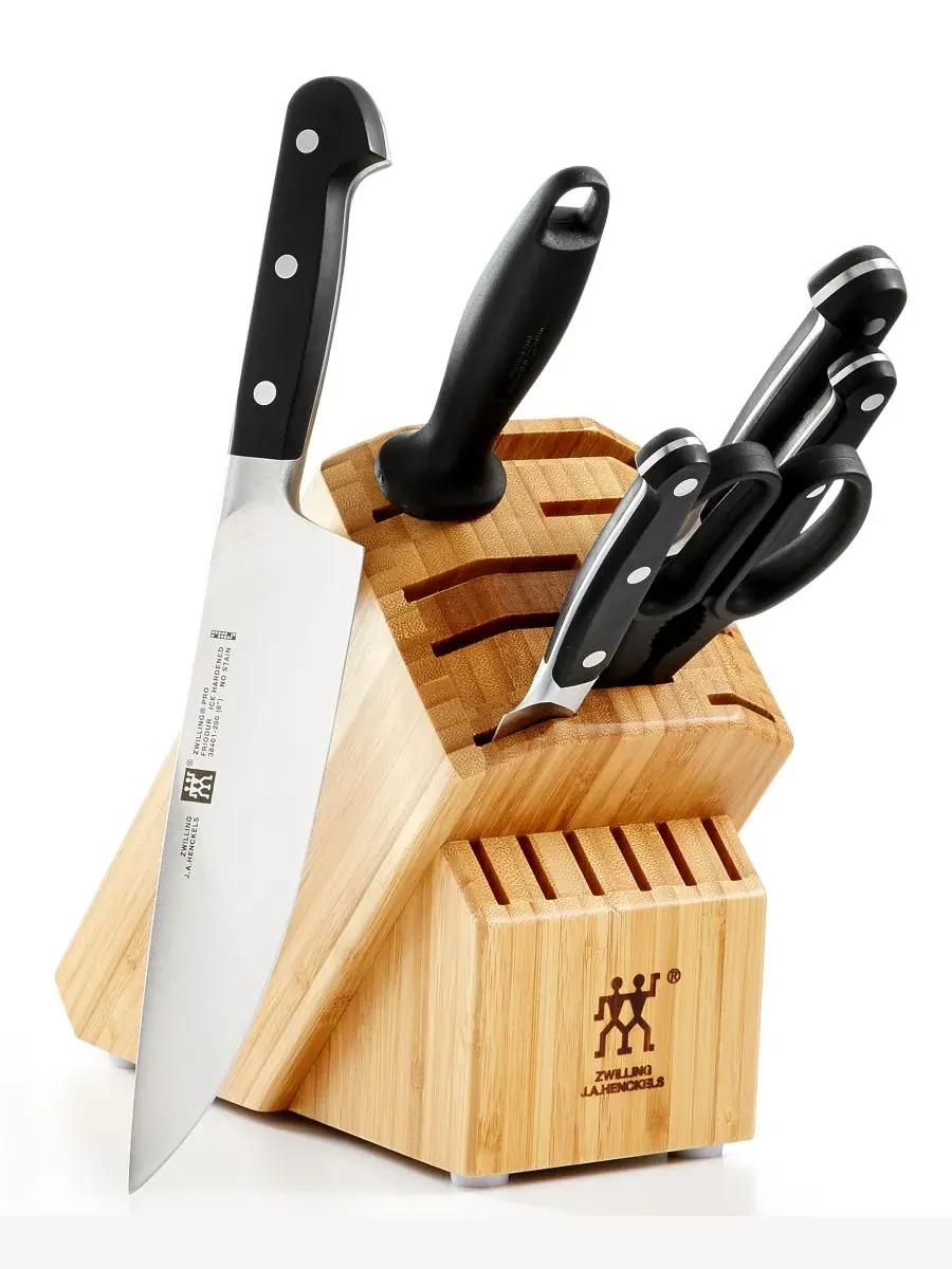Набор кухонных ножей в блоке ZWILLING Pro, 7 предметов, натуральный/бамбук
