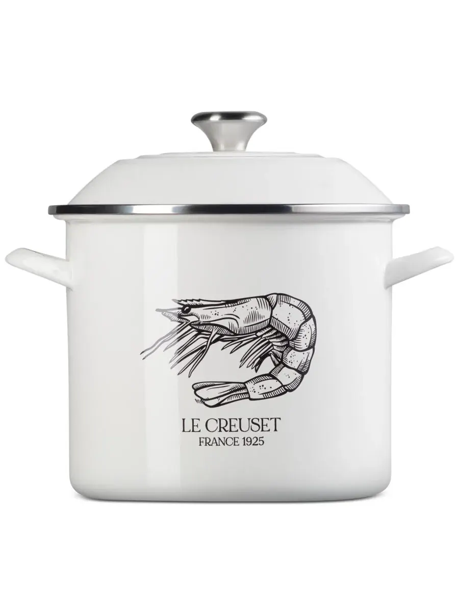Кастрюля 10 л с крышкой для морепродуктов Enamel-on-Steel Le Creuset — изображение 3 из 4, белый