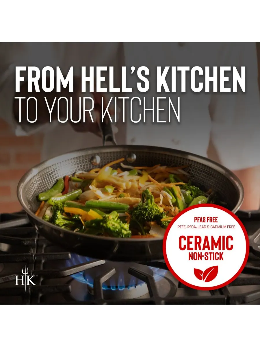 Керамическая гибридная антипригарная сковорода диаметром 9,5 дюймов Hell's Kitchen — изображение 6 из 6, серебряный