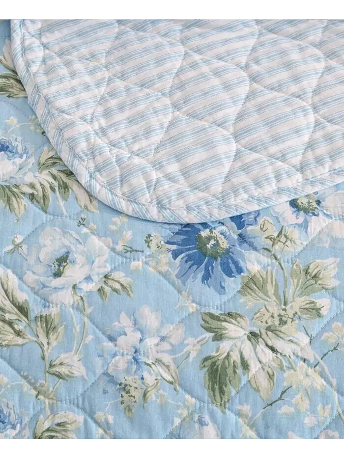 Наборы двусторонних одеял «Пионовый сад» Laura Ashley — изображение 4 из 8, светлый синий/зеленый