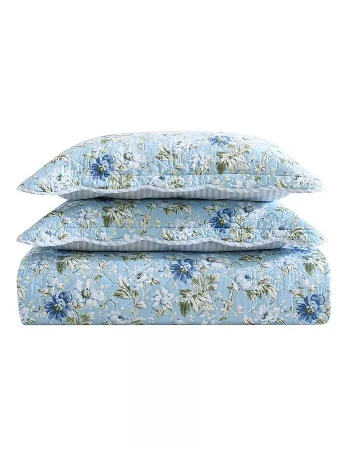 Наборы двусторонних одеял «Пионовый сад» Laura Ashley — изображение 6 из 8, светлый синий/зеленый
