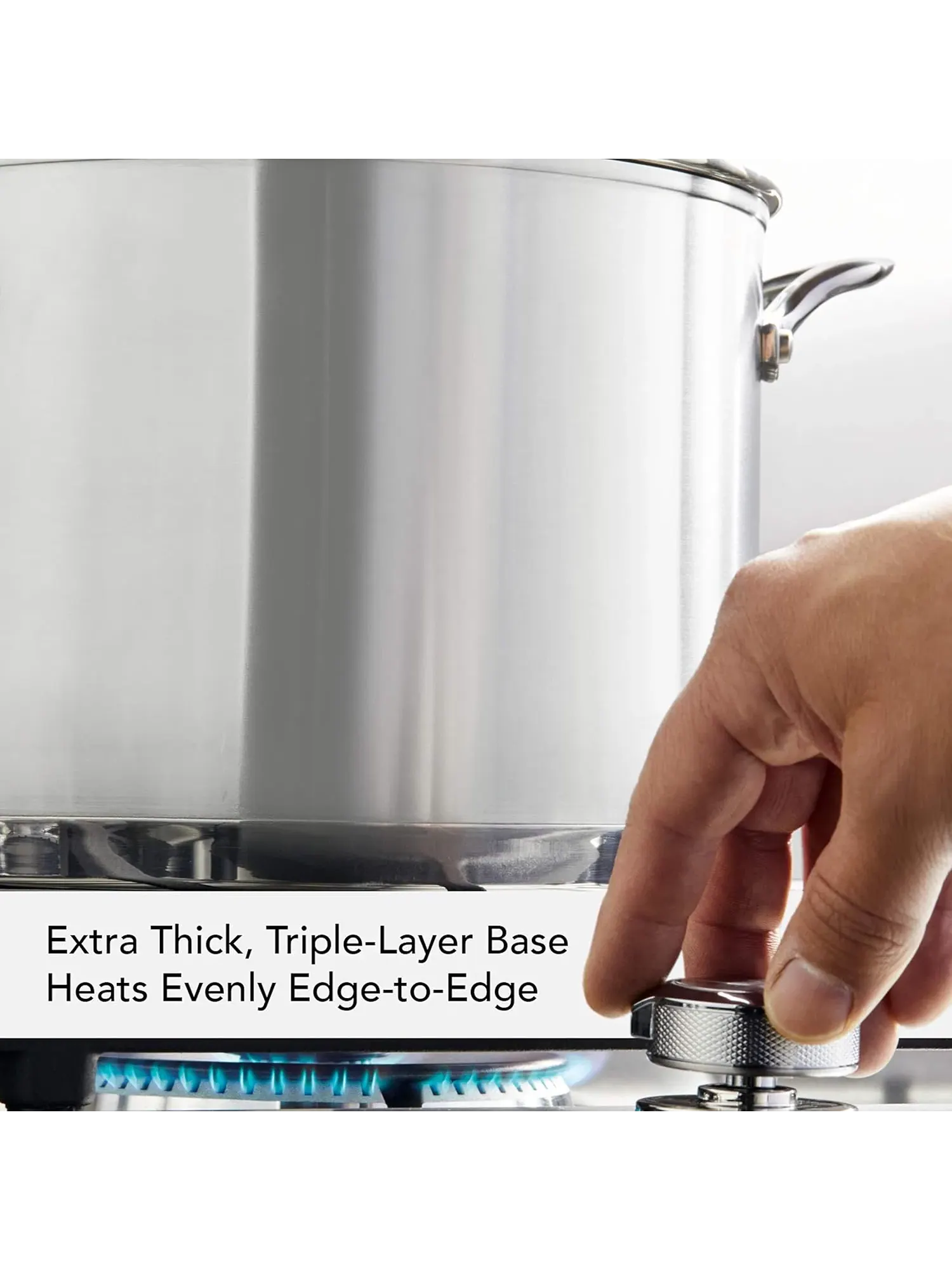 Кастрюля KitchenAid 3-Ply Base Stainless Steel Induction, 7,6 л — изображение 3 из 14, серебристый