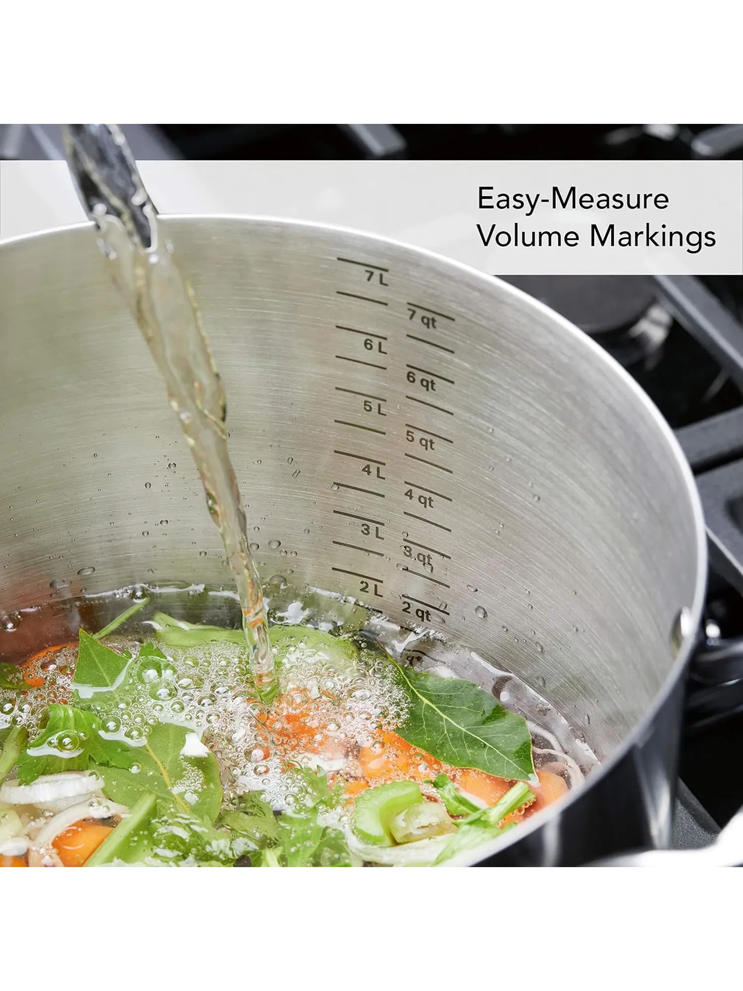 Кастрюля KitchenAid 3-Ply Base Stainless Steel Induction, 7,6 л — изображение 4 из 14, серебристый