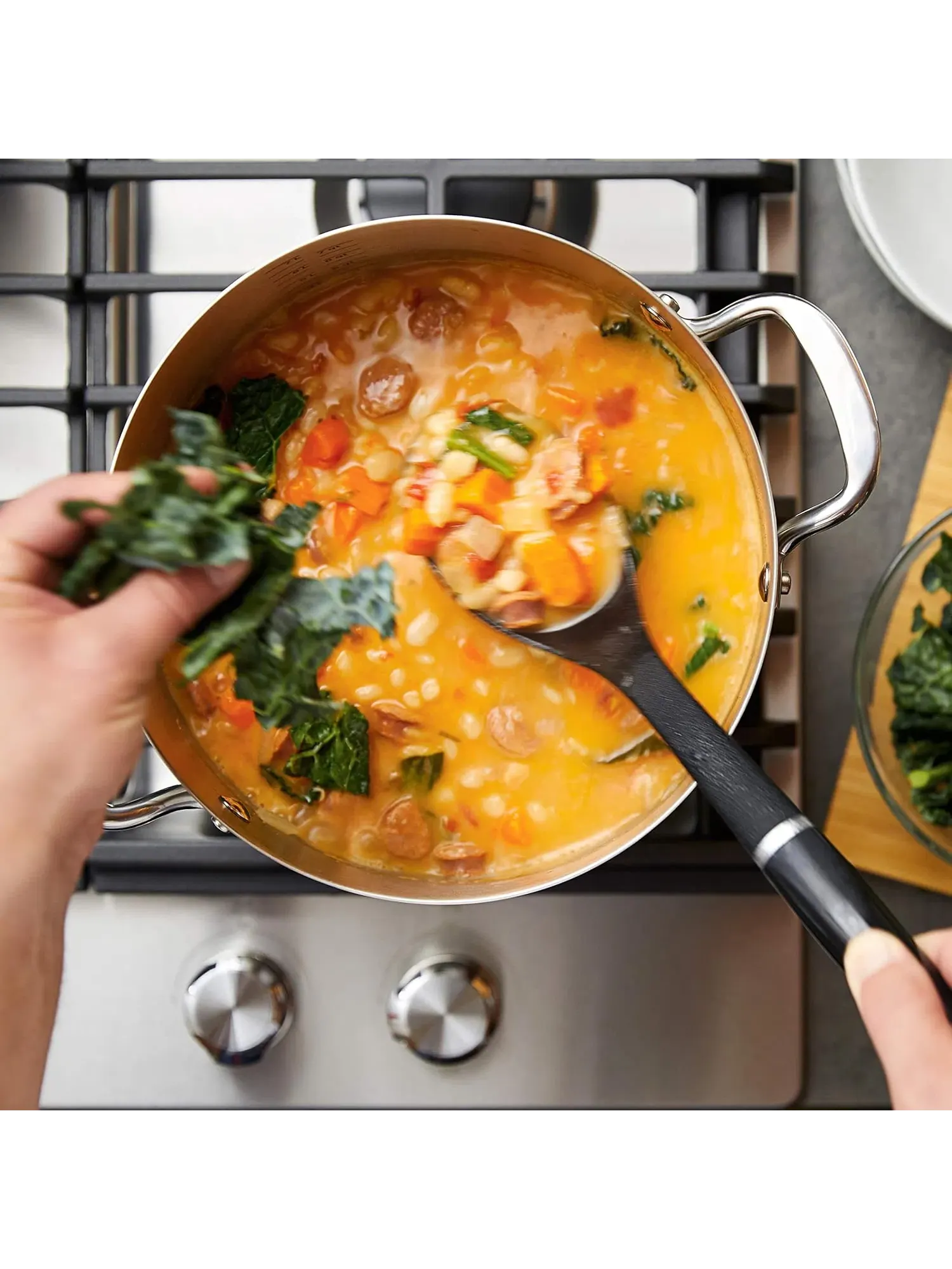 Кастрюля KitchenAid 3-Ply Base Stainless Steel Induction, 7,6 л — изображение 6 из 14, серебристый