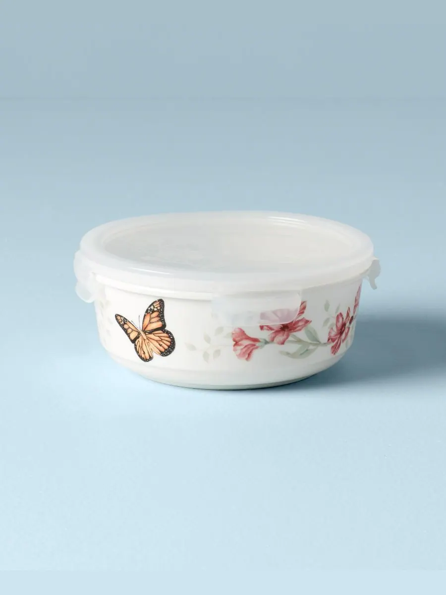 Небольшая сервировочная и складская миска Butterfly Meadow с крышкой Lenox — изображение 3 из 3, белый