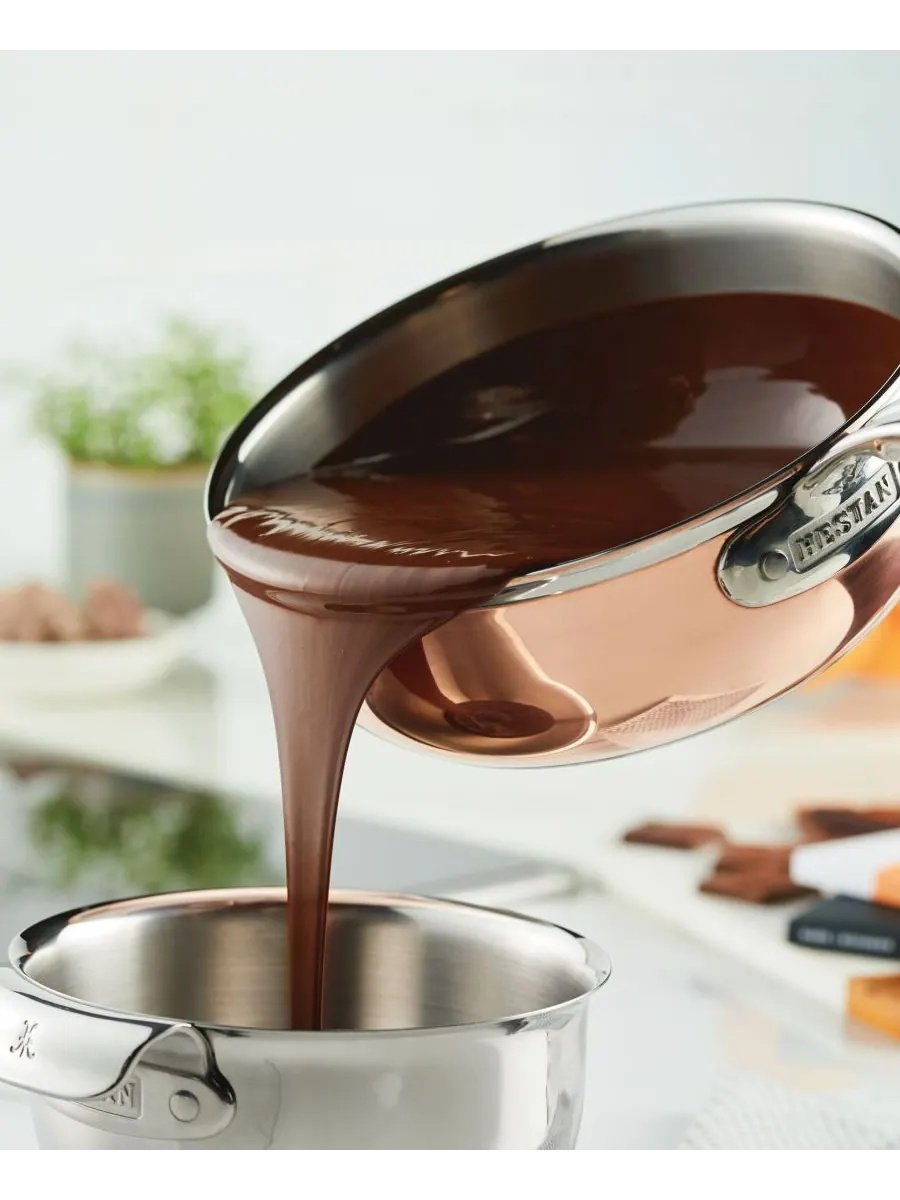 Hestan Медная индукционная сковорода CopperBond объемом 2 кварты с крышкой — изображение 7 из 8, медь