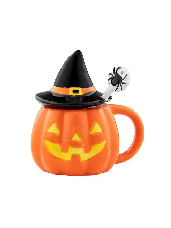 Кружка с крышкой и ложкой, тыквы Mr. Halloween — оранжевый