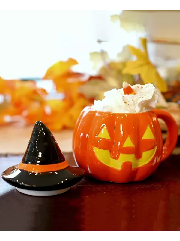 Кружка с крышкой и ложкой, тыквы Mr. Halloween — изображение 3 из 3, оранжевый