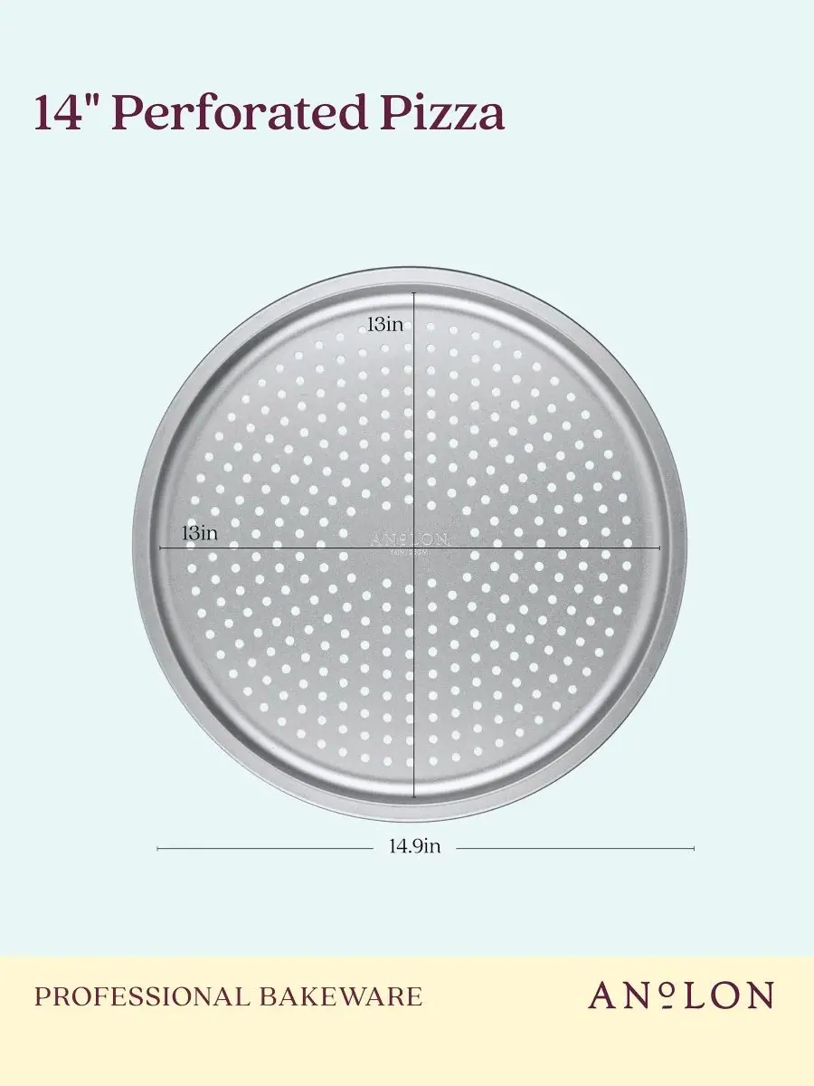 Перфорированная форма для пиццы из алюминированной стали Pro-Bake Bakeware, 36 см Anolon — изображение 6 из 9, серебристый