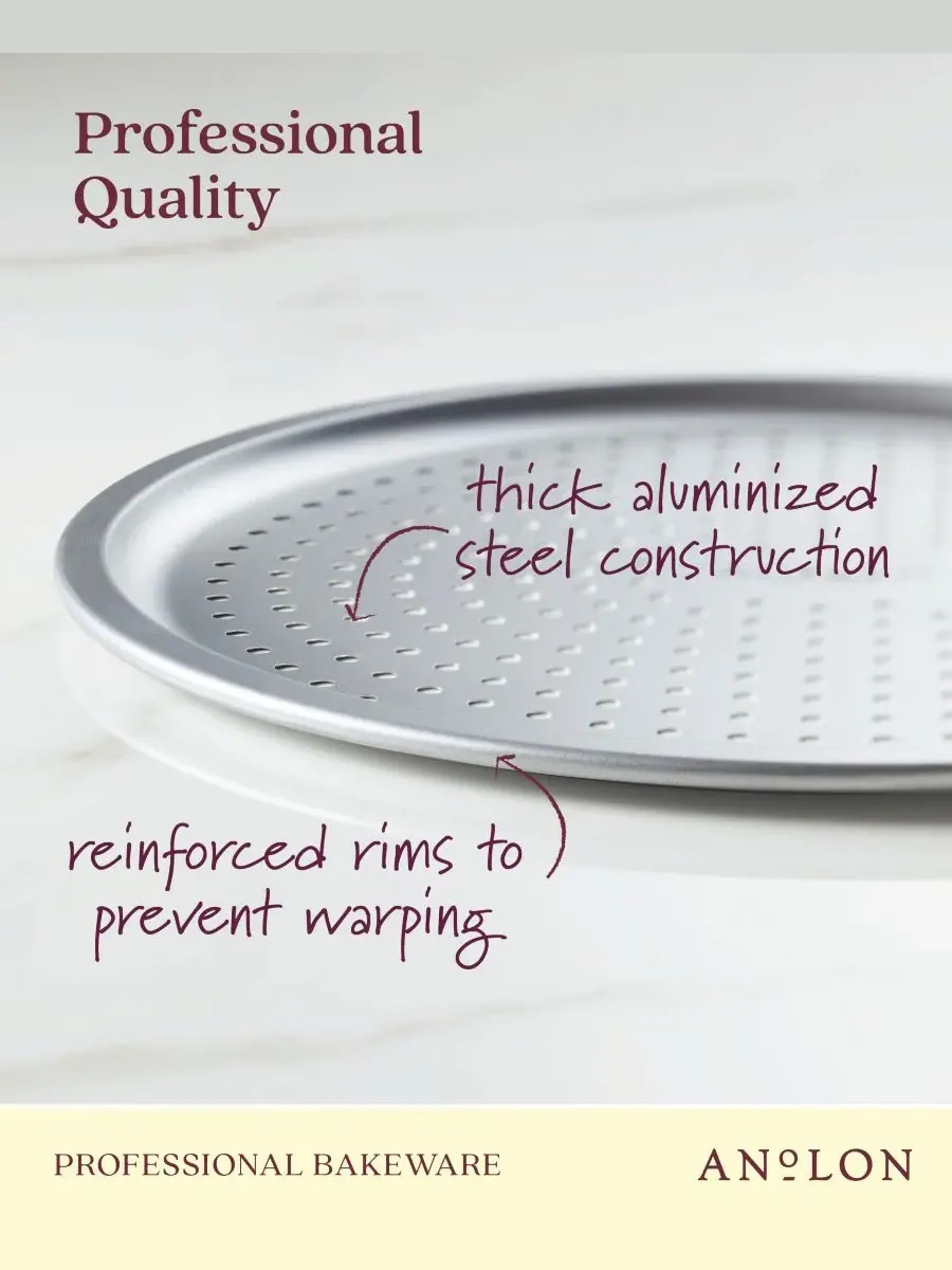 Перфорированная форма для пиццы из алюминированной стали Pro-Bake Bakeware, 36 см Anolon — изображение 7 из 9, серебристый