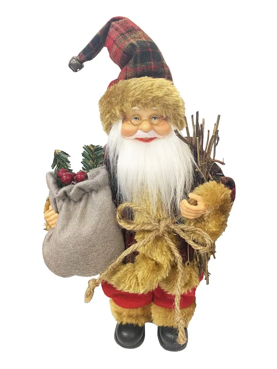 Фигурка рождественского Санты Country Plaid Claus, 33 см Santa's Workshop