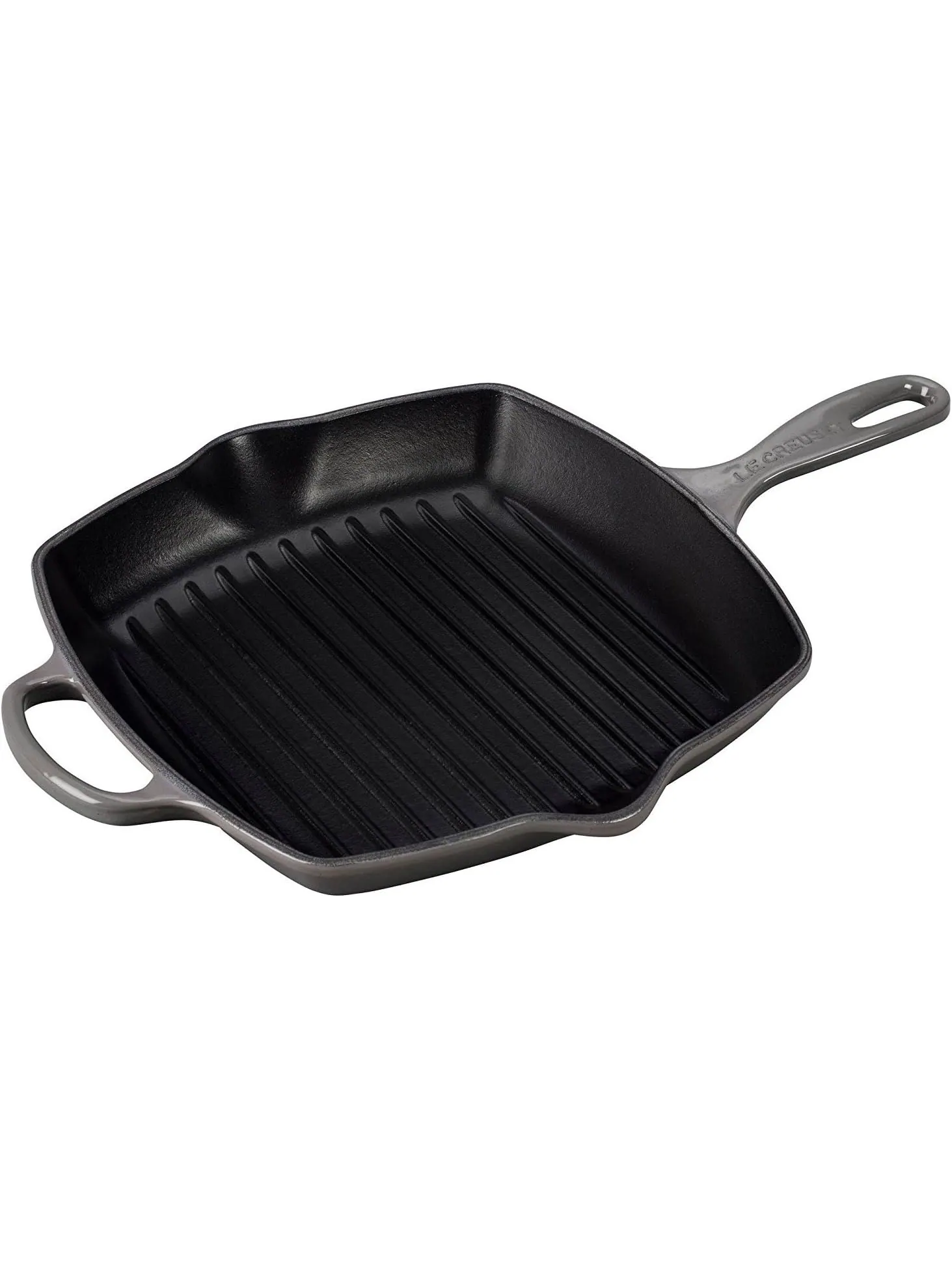 Квадратная чугунная сковорода-гриль Le Creuset с эмалированным покрытием, 26 см — изображение 7 из 8, флинт
