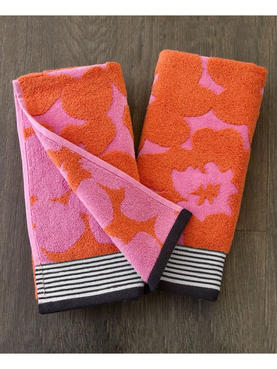 Набор из 2 махровых полотенец для рук Floral Grande Jacquard SKL Home — изображение 2 из 6, розовый