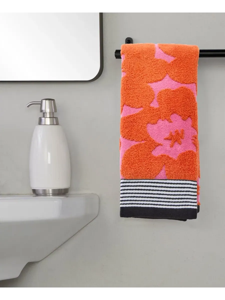 Набор из 2 махровых полотенец для рук Floral Grande Jacquard SKL Home — изображение 5 из 6, розовый
