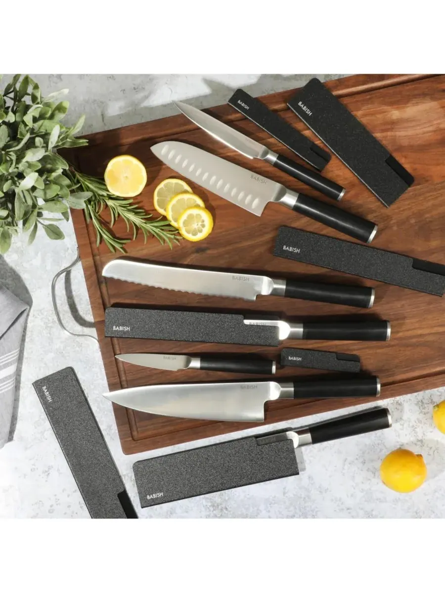 Набор из 14 кованых ножей из высокоуглеродистой немецкой стали с ножнами Babish — изображение 5 из 6, черный