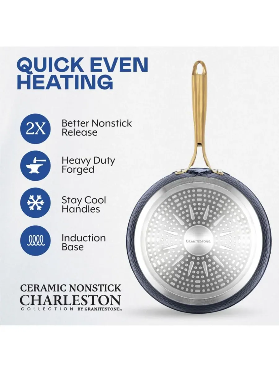 Сковорода Charleston Collection 20 см с антипригарным покрытием из кованой керамики Granitestone — изображение 2 из 6