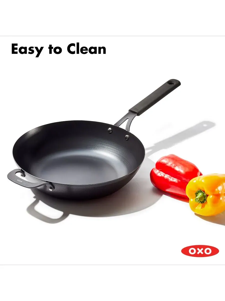 Вок из углеродистой стали Obsidian, 30 см Oxo — изображение 8 из 8, черный