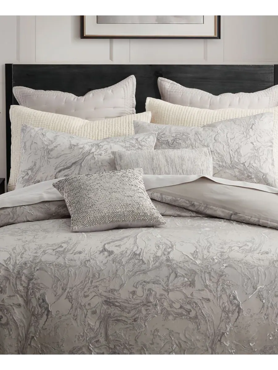 Пододеяльник "Жидкий мрамор", размер "Кинг-сайз" Donna Karan Home, платиновый — изображение 3 из 7, серебристый