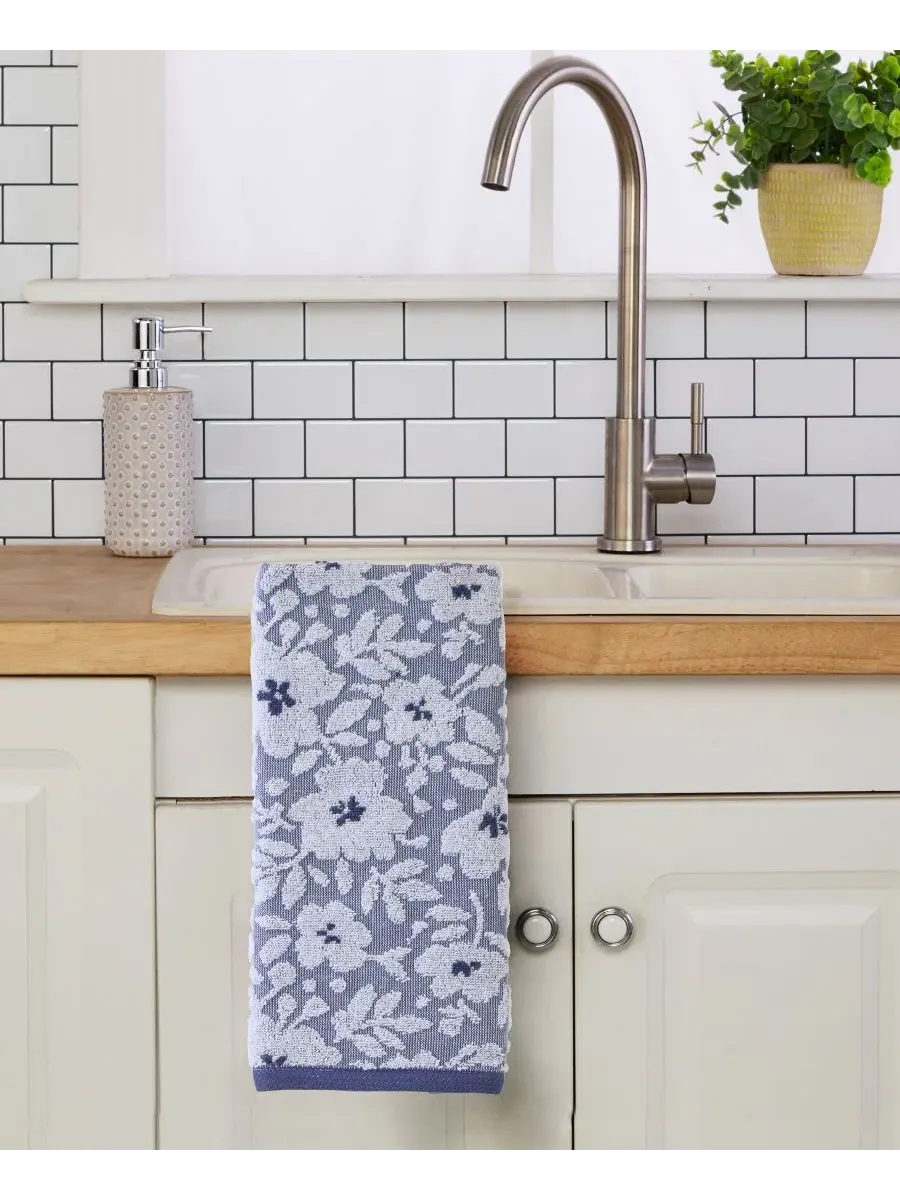 Набор полотенец для рук с жаккардовым цветочным узором, 2 шт., 40x71 см SKL Home — изображение 4 из 4, сумерки