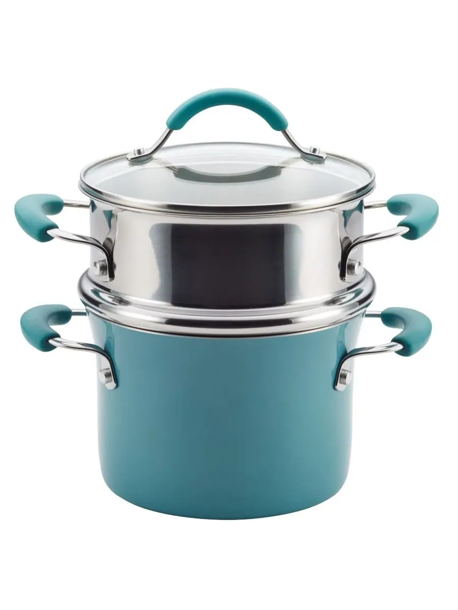 Сотейник Cucina объемом 3 л с антипригарным покрытием, пароваркой и крышкой Rachael Ray — изображение 1 из 6, синий