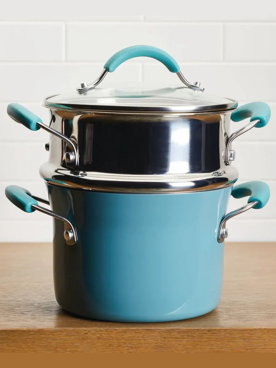 Сотейник Cucina объемом 3 л с антипригарным покрытием, пароваркой и крышкой Rachael Ray — изображение 3 из 6, синий