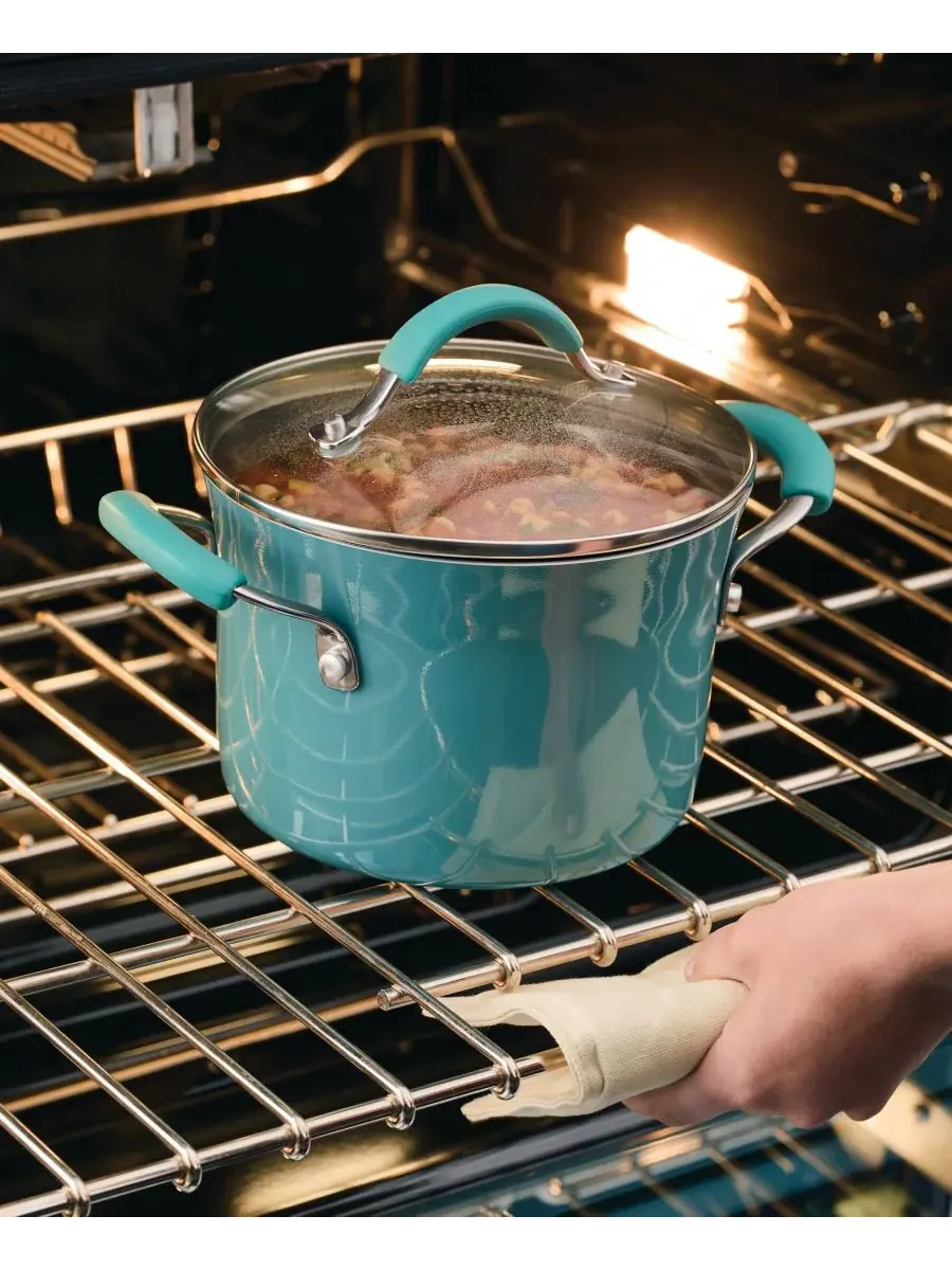 Сотейник Cucina объемом 3 л с антипригарным покрытием, пароваркой и крышкой Rachael Ray — изображение 7 из 10, синий