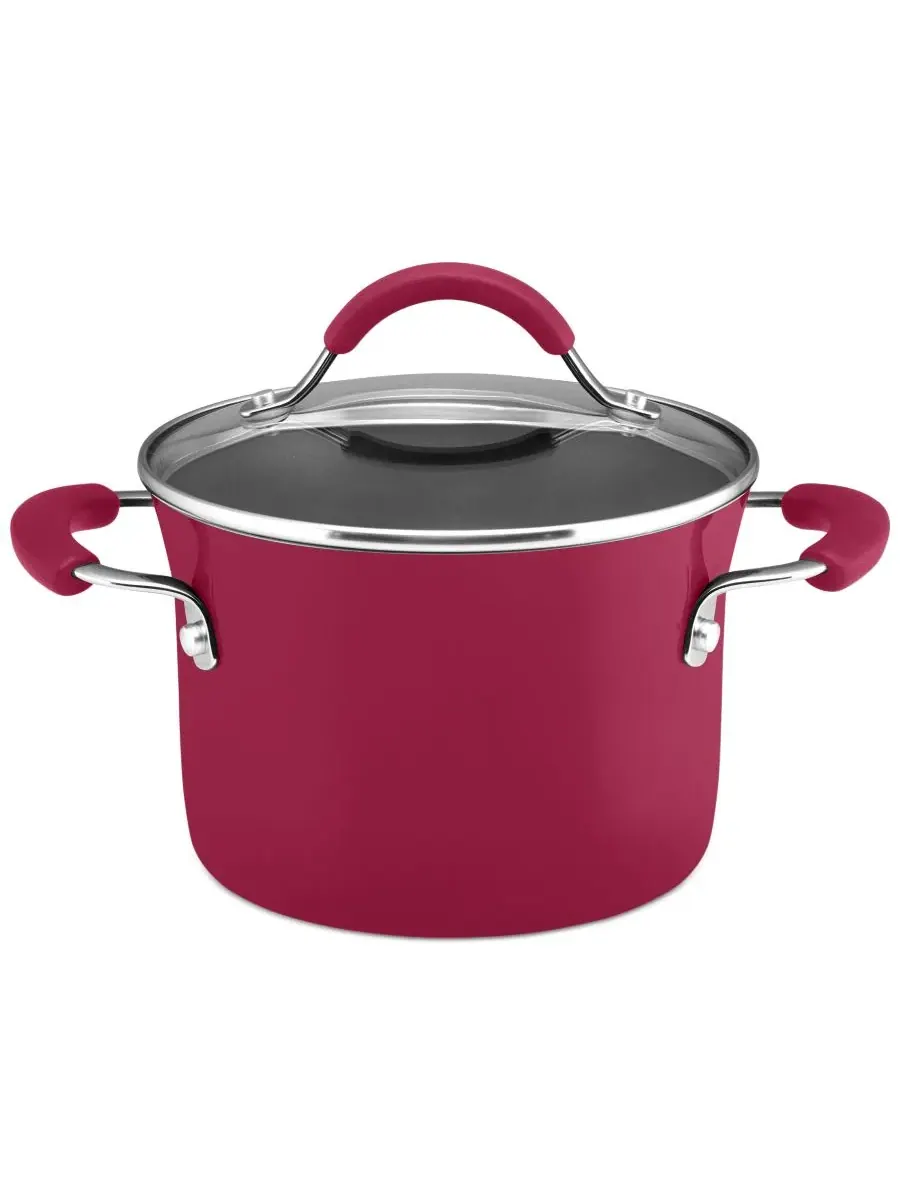 Сотейник Cucina объемом 3 л с антипригарным покрытием, пароваркой и крышкой Rachael Ray — изображение 3 из 10, красный
