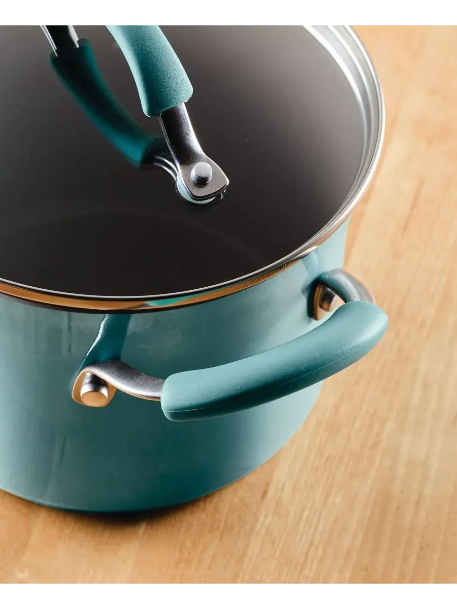 Сотейник Cucina объемом 3 л с антипригарным покрытием, пароваркой и крышкой Rachael Ray — изображение 8 из 10, красный