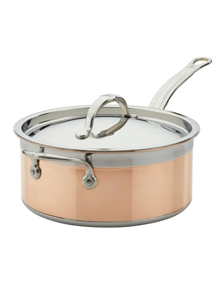 Hestan Индукционная медная кастрюля CopperBond объемом 4 кварты с крышкой и дополнительной ручкой