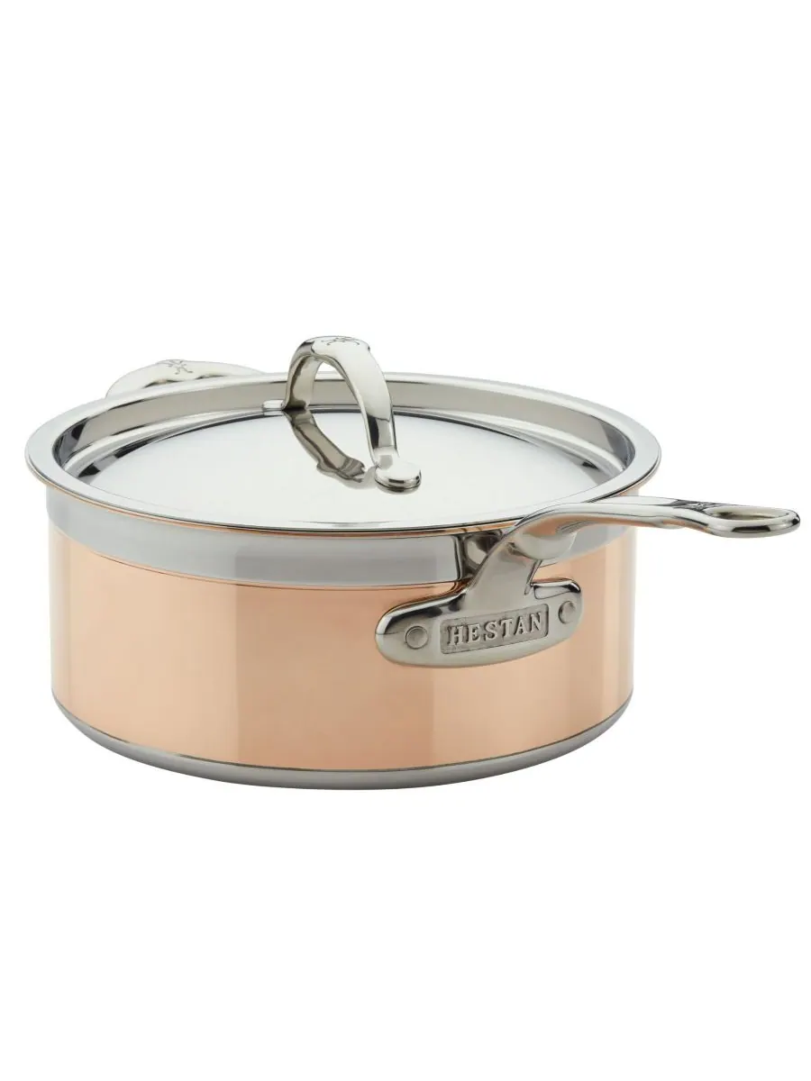 Hestan Индукционная медная кастрюля CopperBond объемом 4 кварты с крышкой и дополнительной ручкой — изображение 3 из 8, медь