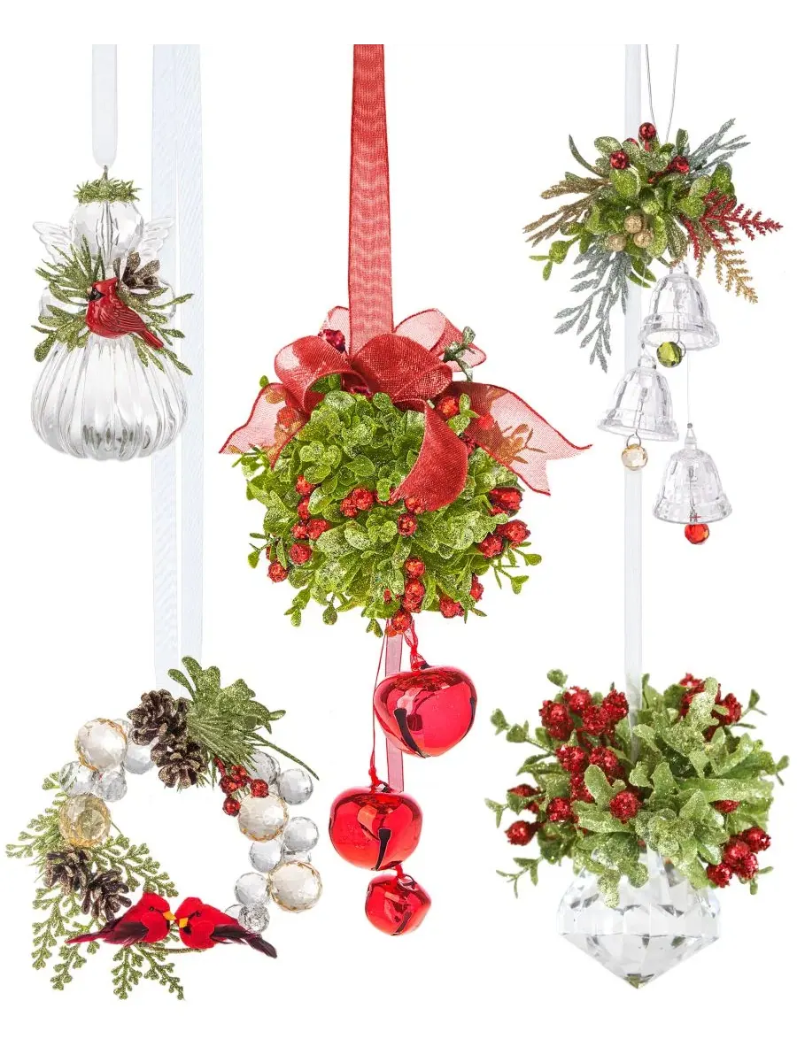 Миниатюрное акриловое венковое украшение Poinsettia Beaded Wreath Ornament Ganz — изображение 2 из 2