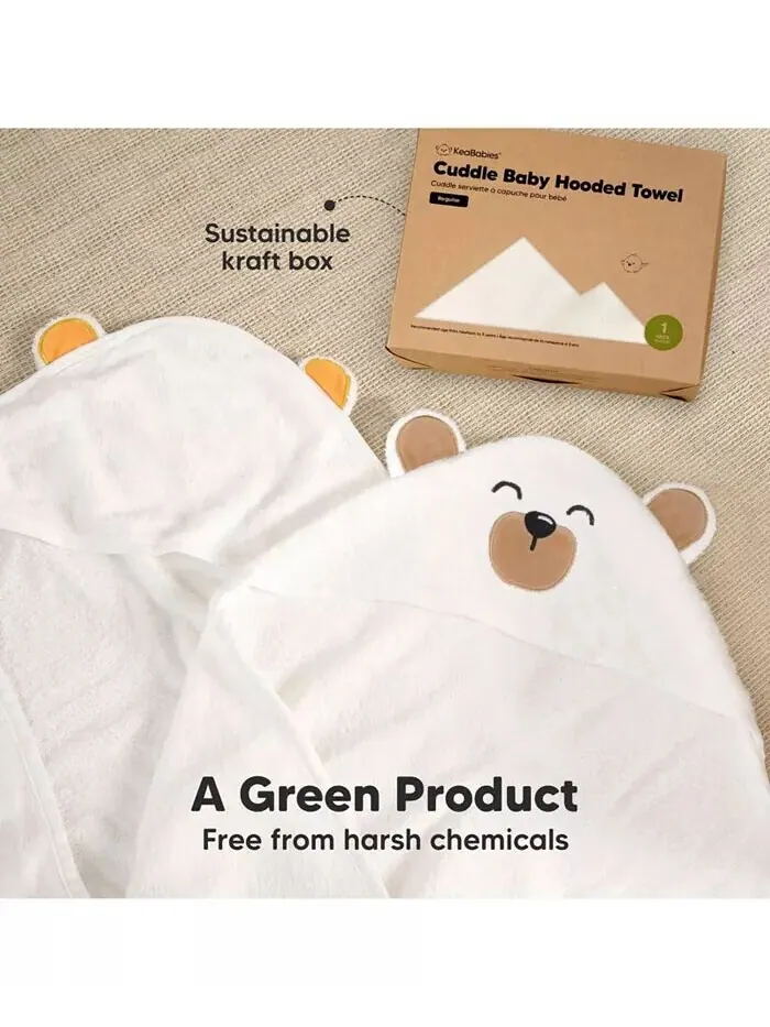 Детское полотенце с капюшоном Keababies Cuddle органическое — изображение 5 из 9, коричневый